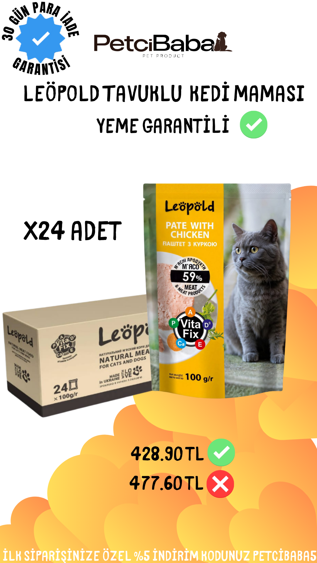 Leöpöld 24'lü Kedi Yaş Maması